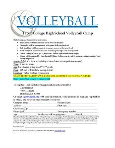 Tabor College High School Volleyball Camp