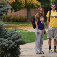 Students on campus at Tabor College in the fall