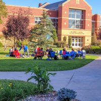 Students studying outside