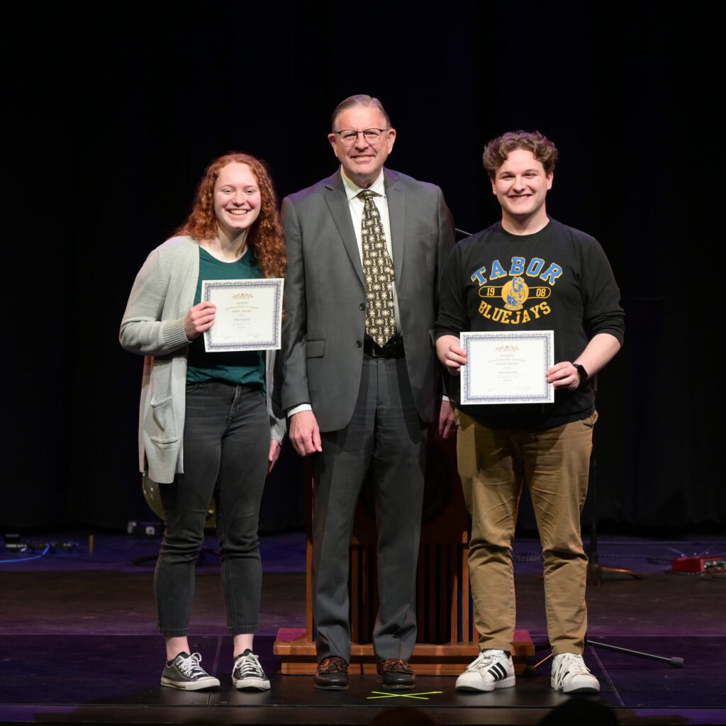 Abigail Andres and Zach Beachy receive award