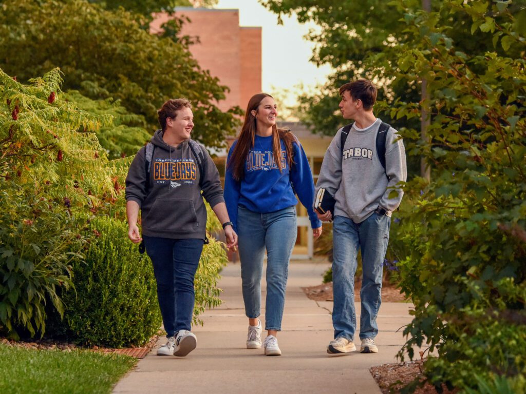 Tabor College students walking