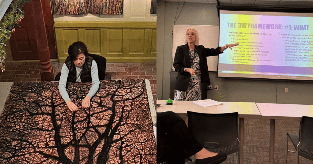 Melinda Rangel and Shin-hee Chin combined collage about trips on sabbatical